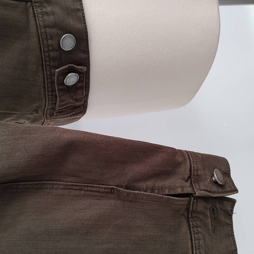 Liverpool Woman's Classic Jean Jacket  Olive Green/Army Green/ Size M - Picture 5 of 13